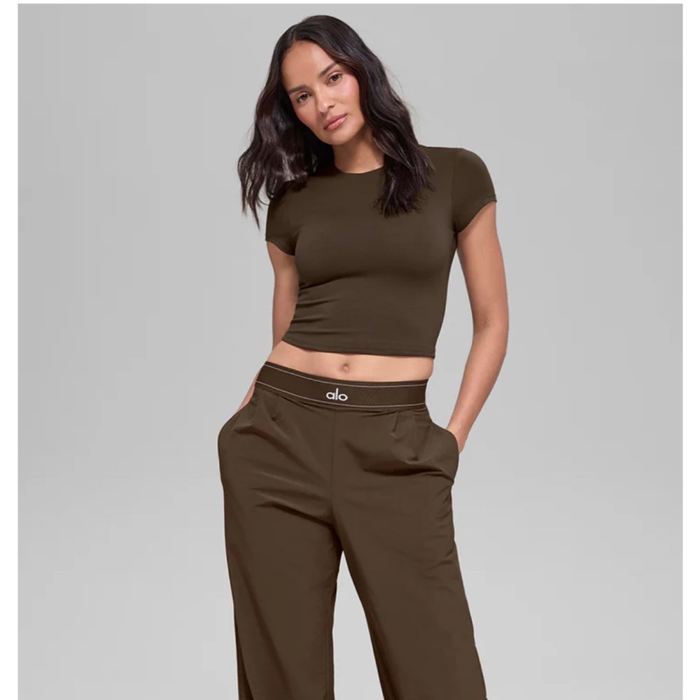 ALO Yoga Brown Suit Up Trousers - Picture 1 of 6